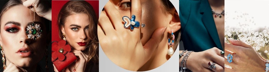 Sahi London handmade hand-enamelled jewellery and accessories — original London designs including earrings, necklaces, rings and bags, available at Sostter