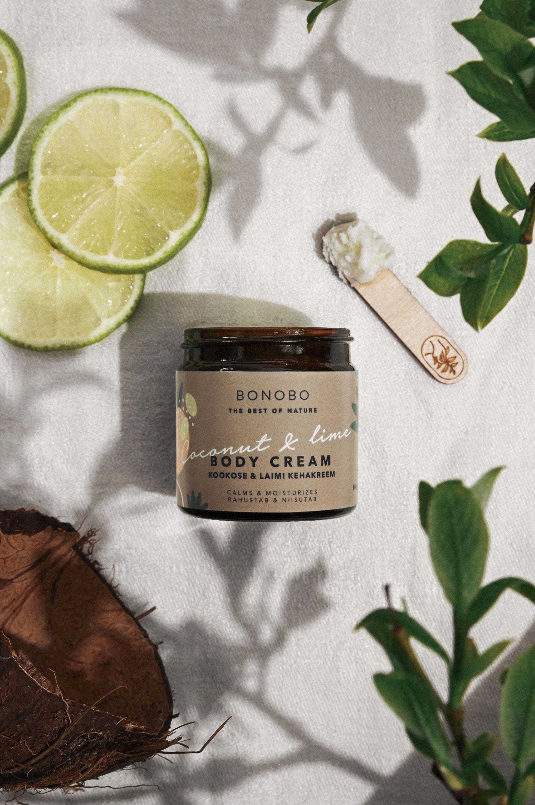 Bonobo natural skincare and soy wax candles handmade in Estonia from wild-harvested plants and organic shea butter at Sostter