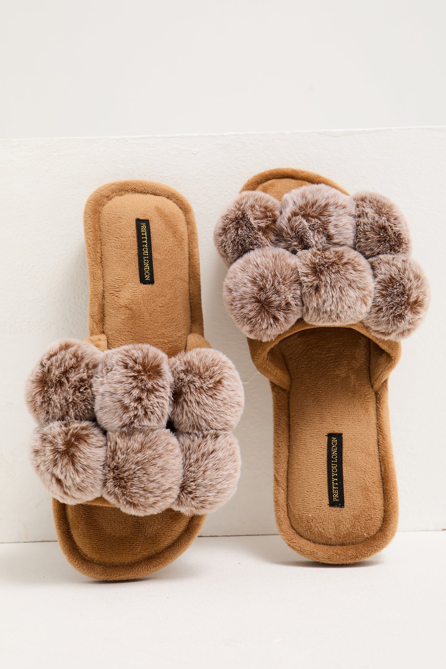 Pretty You London luxury faux fur slippers bamboo pyjamas and loungewear designed in Britain - independent brand nightwear and robes at Sostter