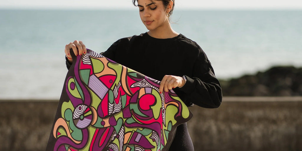 Ladina Yoga sustainable yoga mats and accessories — vibrant African-inspired designs handcrafted in Madagascar, available at Sostter