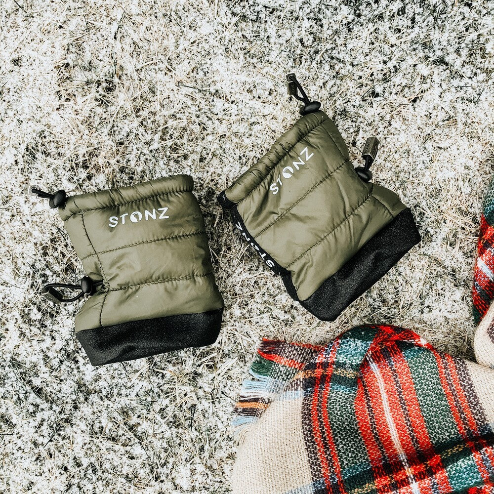 Stonz CPMA-certified fleece-lined baby booties with adjustable toggles - vegan water-repellent outdoor footwear for babies and toddlers at Sostter