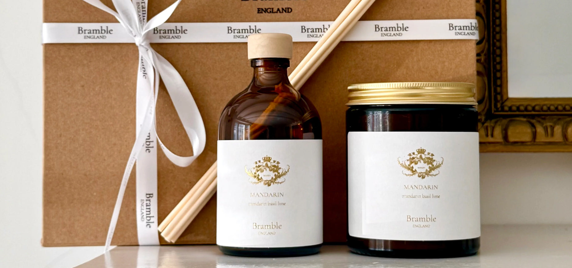 Bramble England hand poured amber candles and reed diffusers - fine fragranced British home fragrance with high oil concentration at Sostter