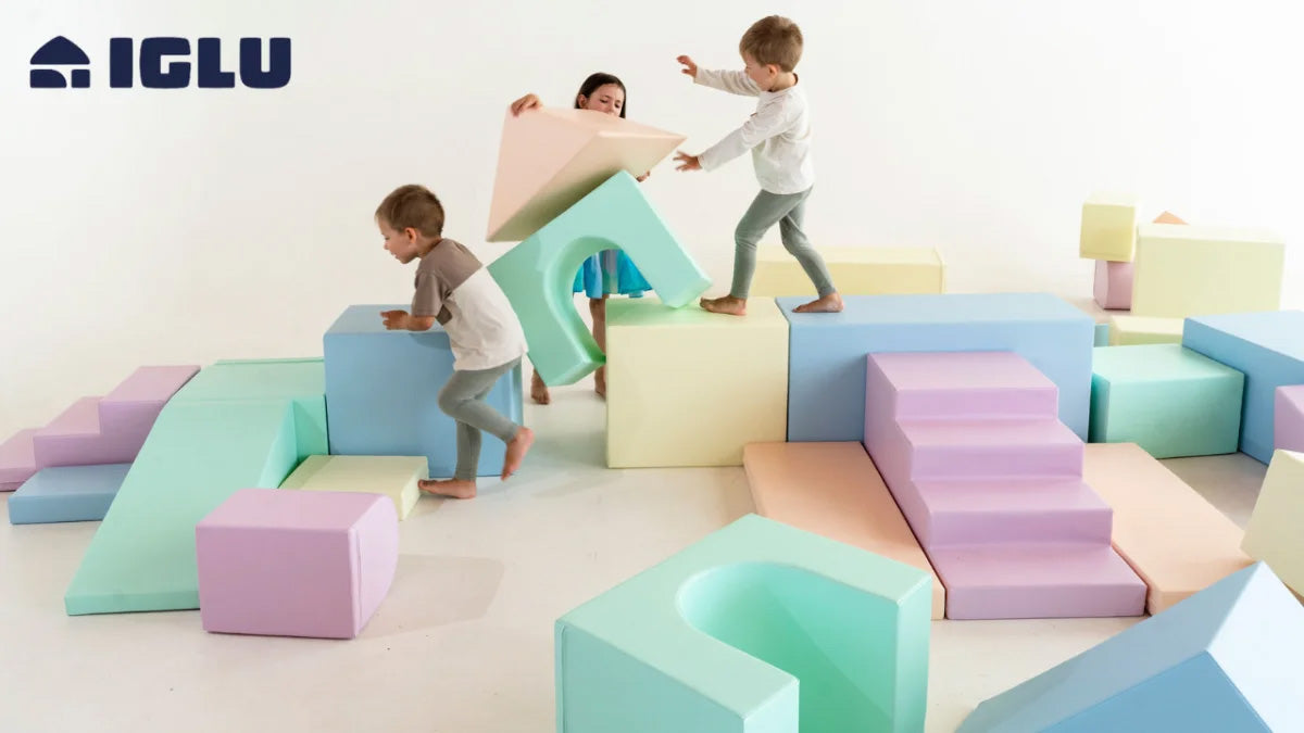 Iglu Soft Play children's furniture in pink eco-leather — safe, stylish soft play for family homes | Sostter