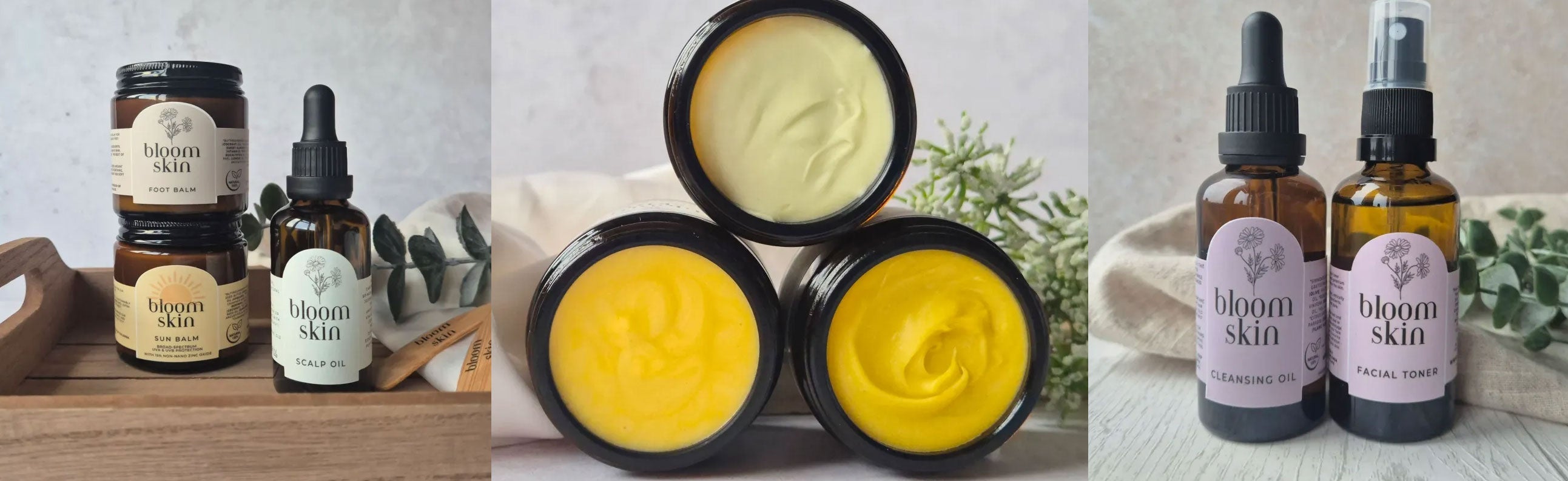 Bloom Skin natural and organic skincare products — plant-based, cruelty-free and eco-conscious skincare from Gloucester, available at Sostter