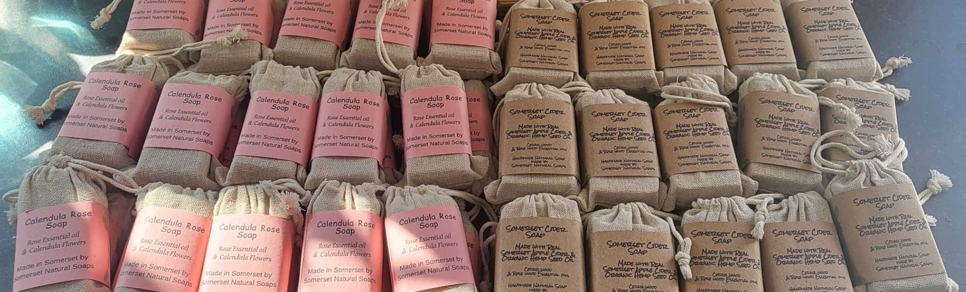 Somerset Natural Soaps handmade plant-based soaps — pure essential oils and natural herb and flower colours from Burnham-on-Sea, Somerset, available at Sostter