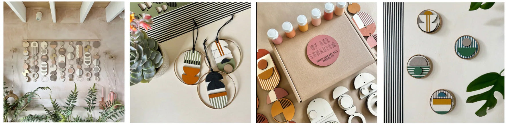 We Are Lunarium handmade geometric wall art - birch plywood and terracotta wall hangings by 2022 Etsy Design Awards Grand Prize Winner Tim Stevenson at Sostter