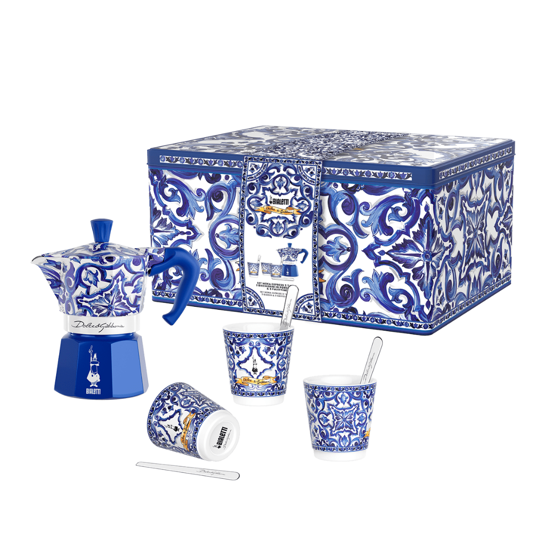 Blue Mediterranean 3 Cup Moka and Stirrer Gift Set