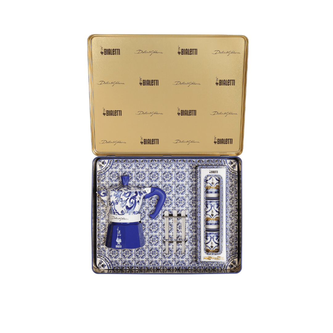 Blue Mediterranean 3 Cup Moka and Stirrer Gift Set