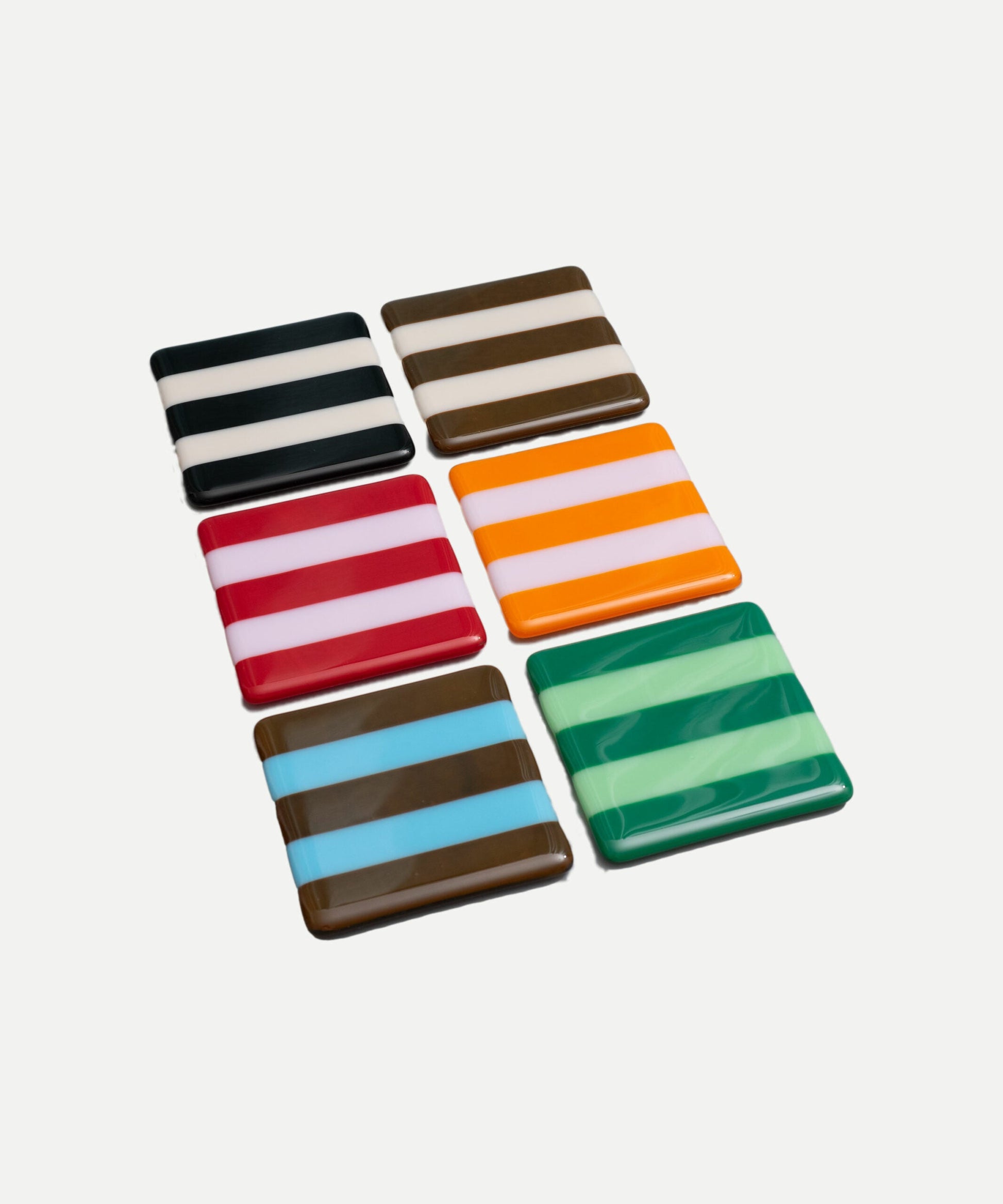 Striped Dual Coloured Glass Coaster 10cm Bullseye