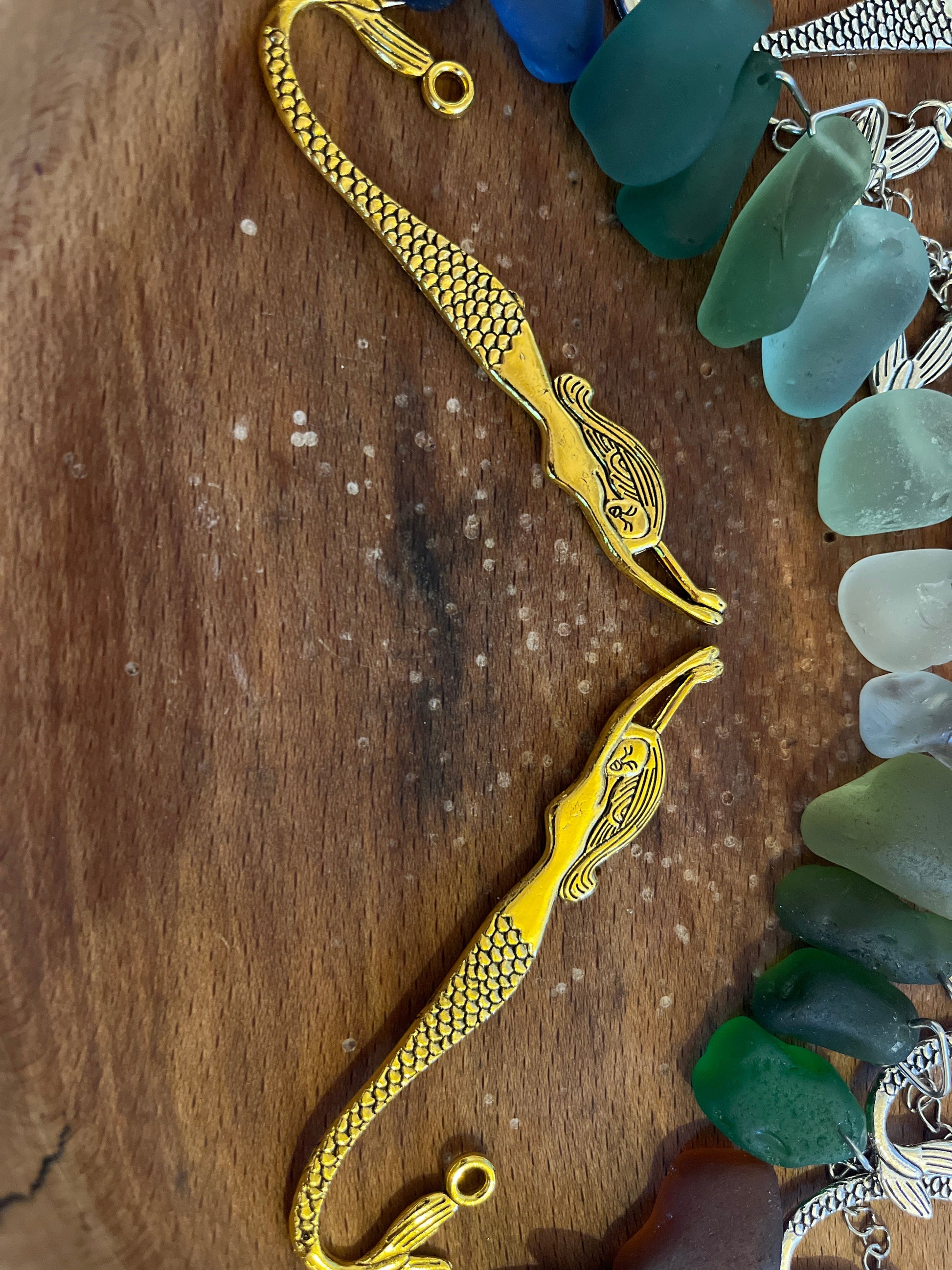 Seaglass Mermaid Tail Bookmark Gold