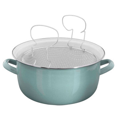 Green Deep Fryer with Glass Lid