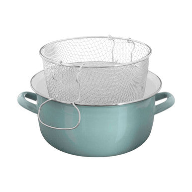 Green Deep Fryer with Glass Lid
