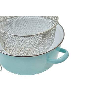 Green Deep Fryer with Glass Lid