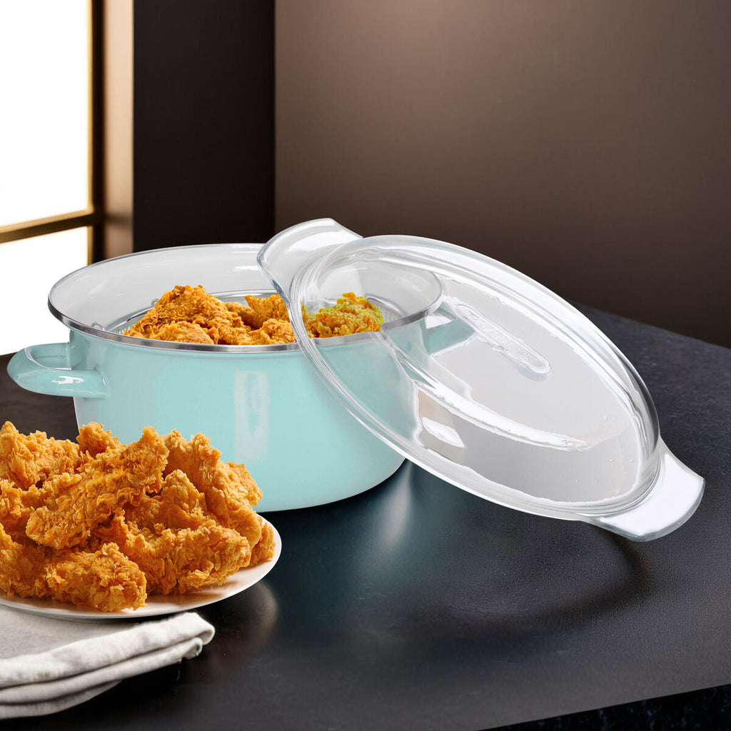 Green Deep Fryer with Glass Lid