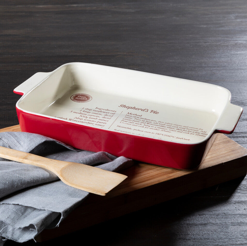 Red Stoneware Rectangular Baking Dish
