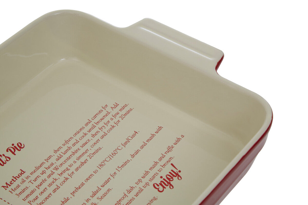 Red Stoneware Rectangular Baking Dish
