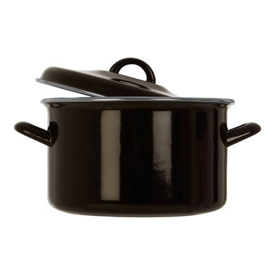 Black Enamel 22cm Casserole Dish with Lid