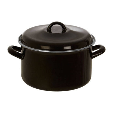 Black Enamel 22cm Casserole Dish with Lid