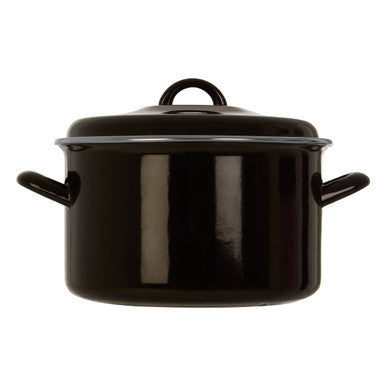 Black Enamel 22cm Casserole Dish with Lid