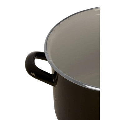 Black Enamel 22cm Casserole Dish with Lid