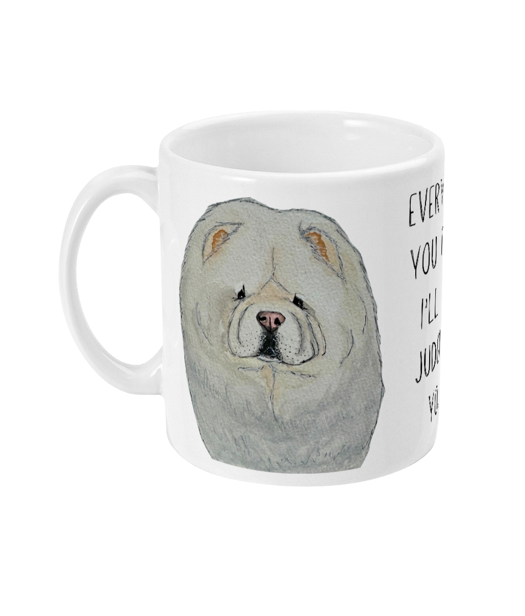 Cream Chow Chow Mug with Judgemental Dog Design