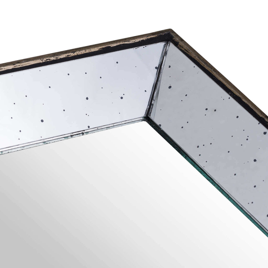 Distressed mirror and wood square tray, rustic brown finish, perfect for coffee tables or vanities. by RoomLondon at brixbailey.com
