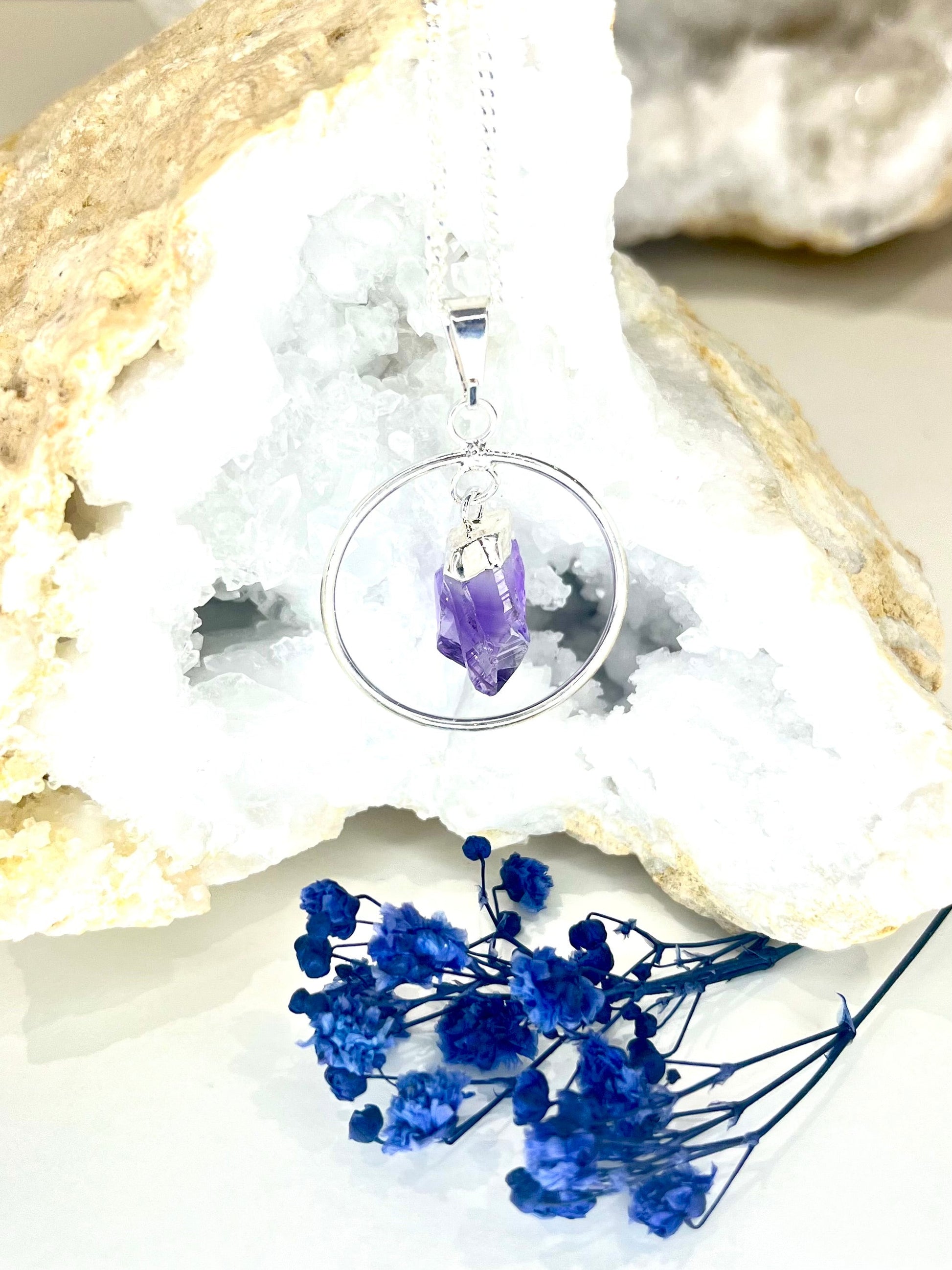 Amethyst Circle Pendant Necklace