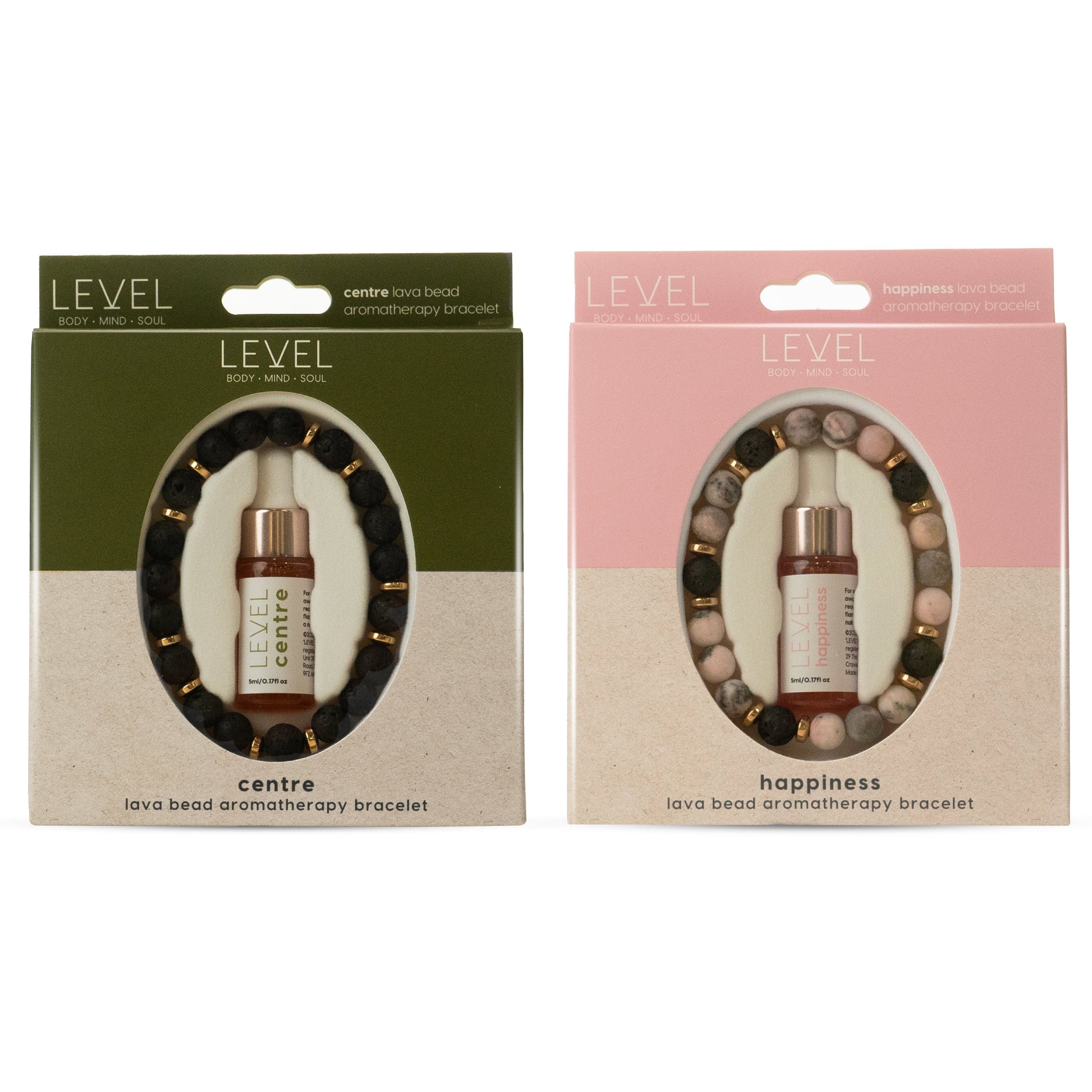 Lava Bead Aromatherapy Bracelet Set Centre and Happiness