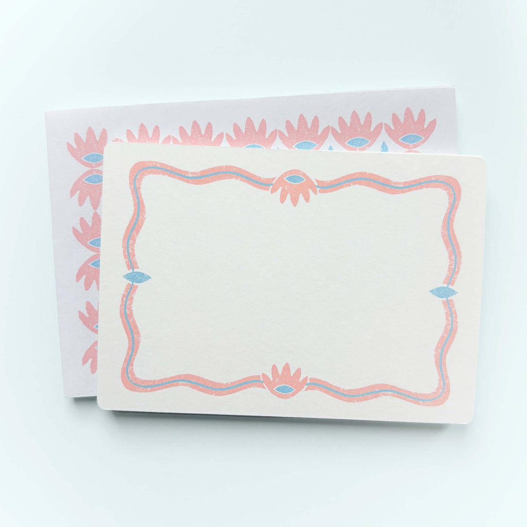 Set of 12 Notecards and Envelopes in Pink and Blue