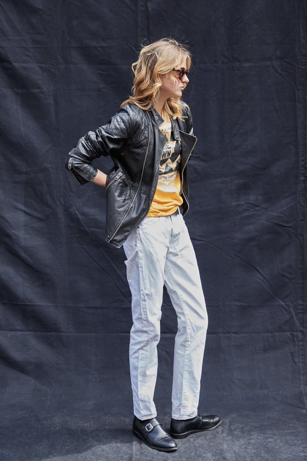 Saint Lambs Leather Biker Jacket in Black