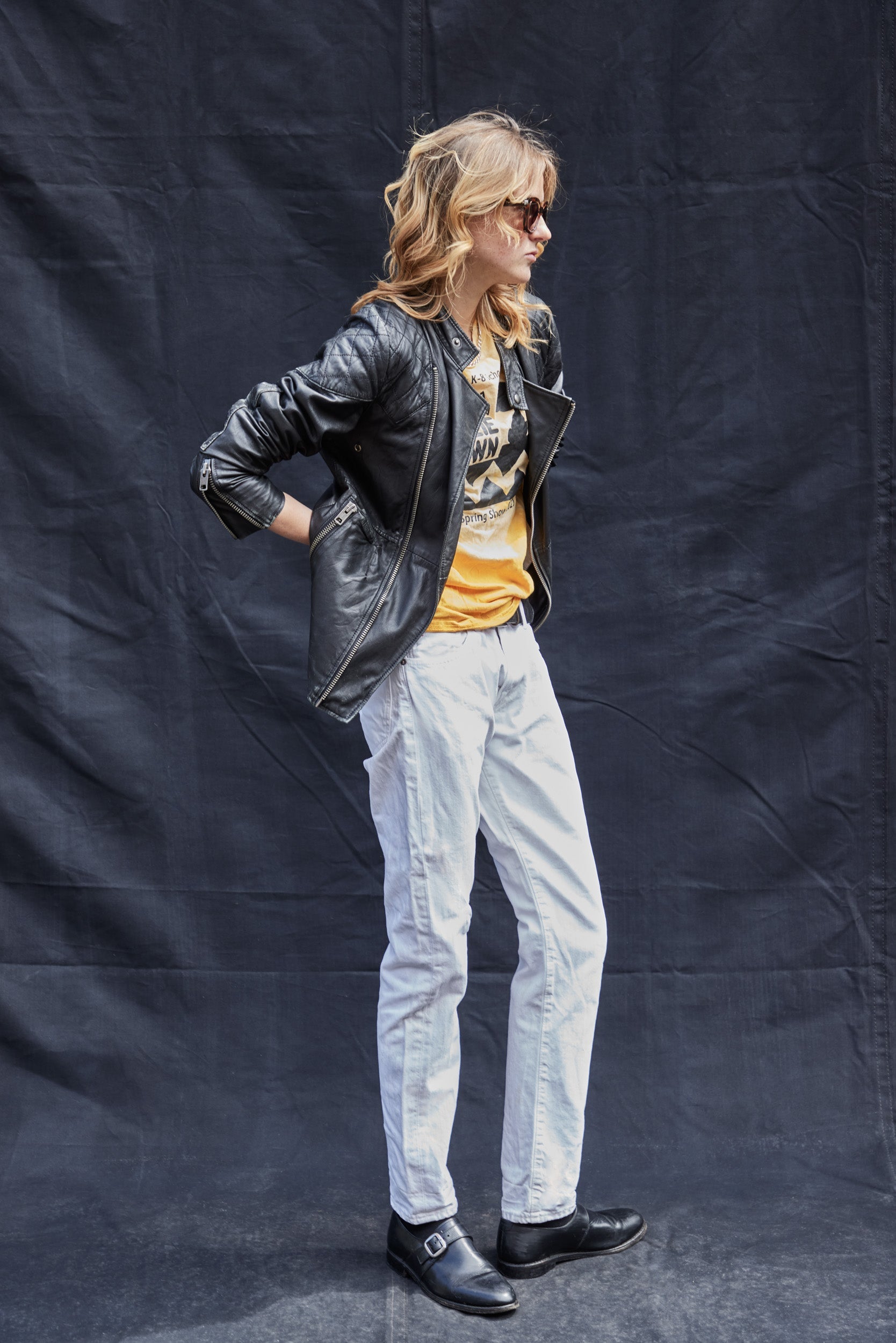 Saint Lambs Leather Biker Jacket in Black