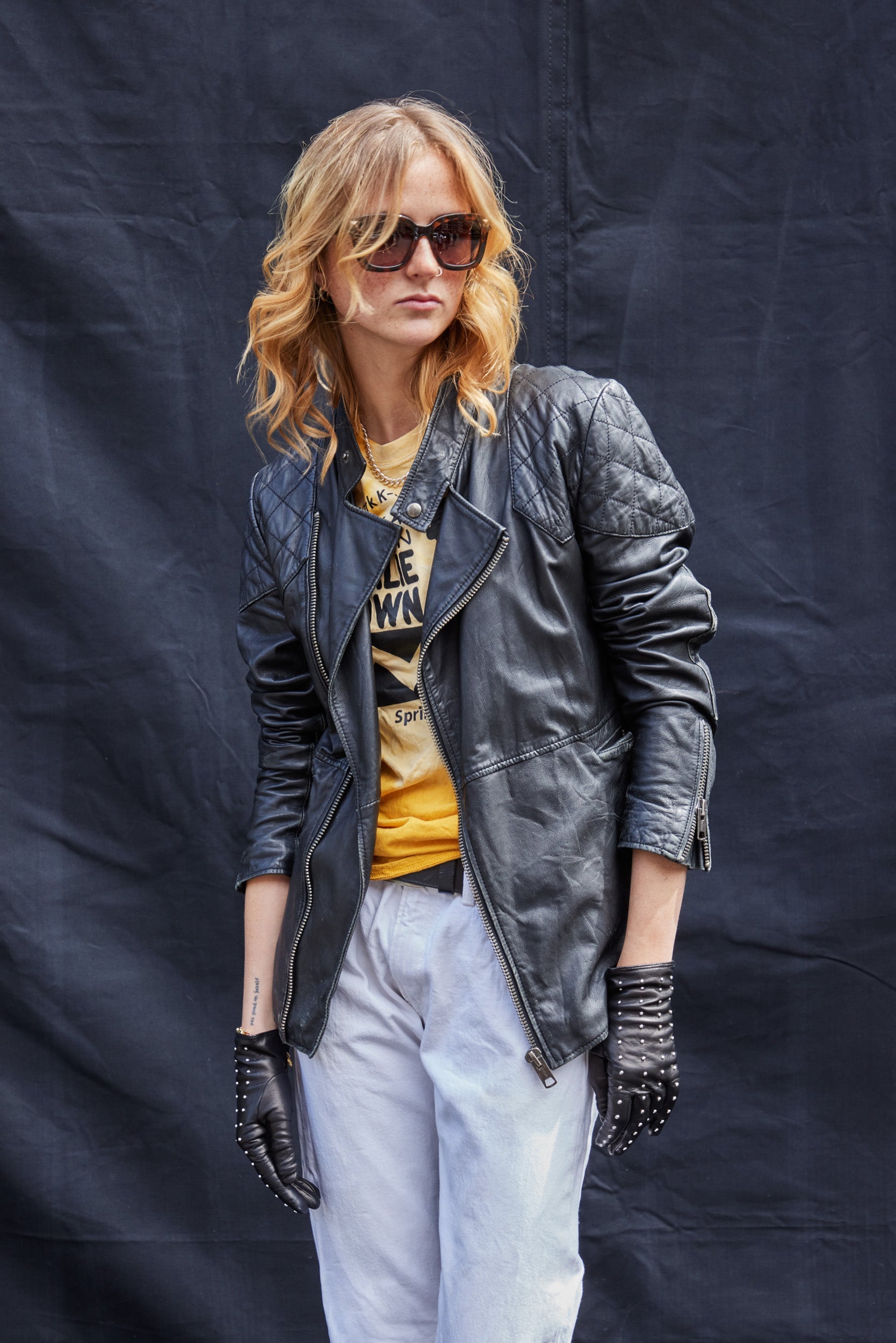 Saint Lambs Leather Biker Jacket in Black