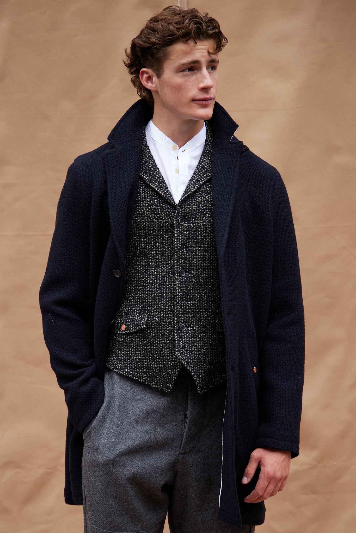 Black and White Bouclé Tweed Waistcoat