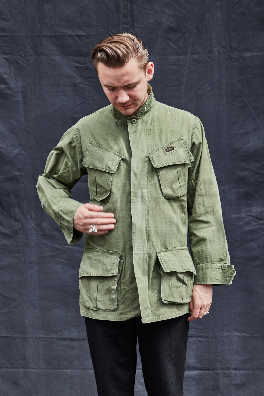 Vintage USS Constellation Field Jacket Hand Embroidered