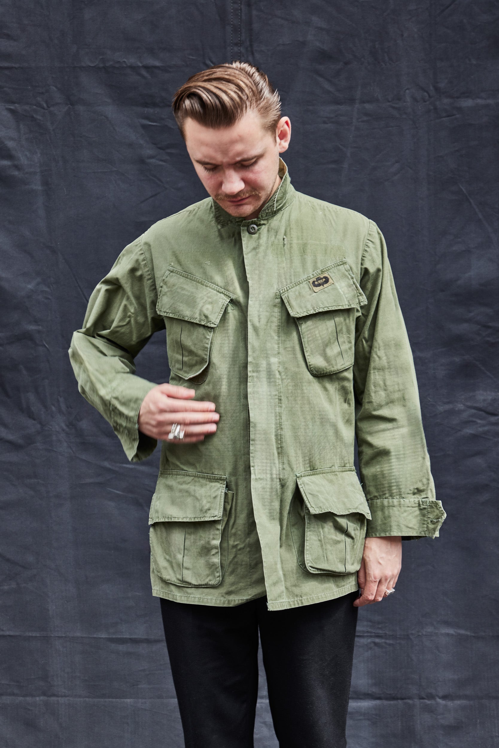 Vintage USS Constellation Field Jacket Hand Embroidered