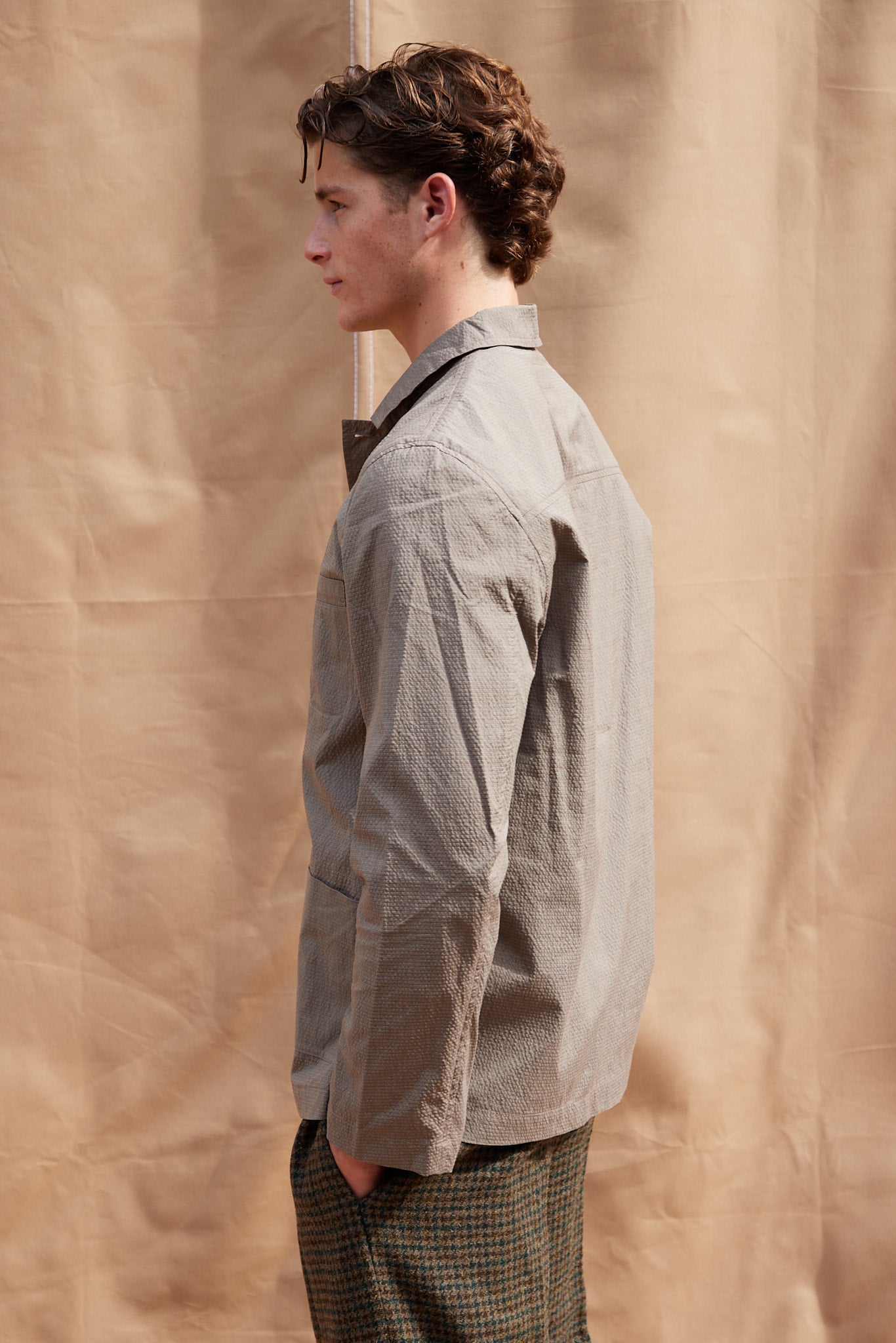 Textured Shirt Jacket in Natural