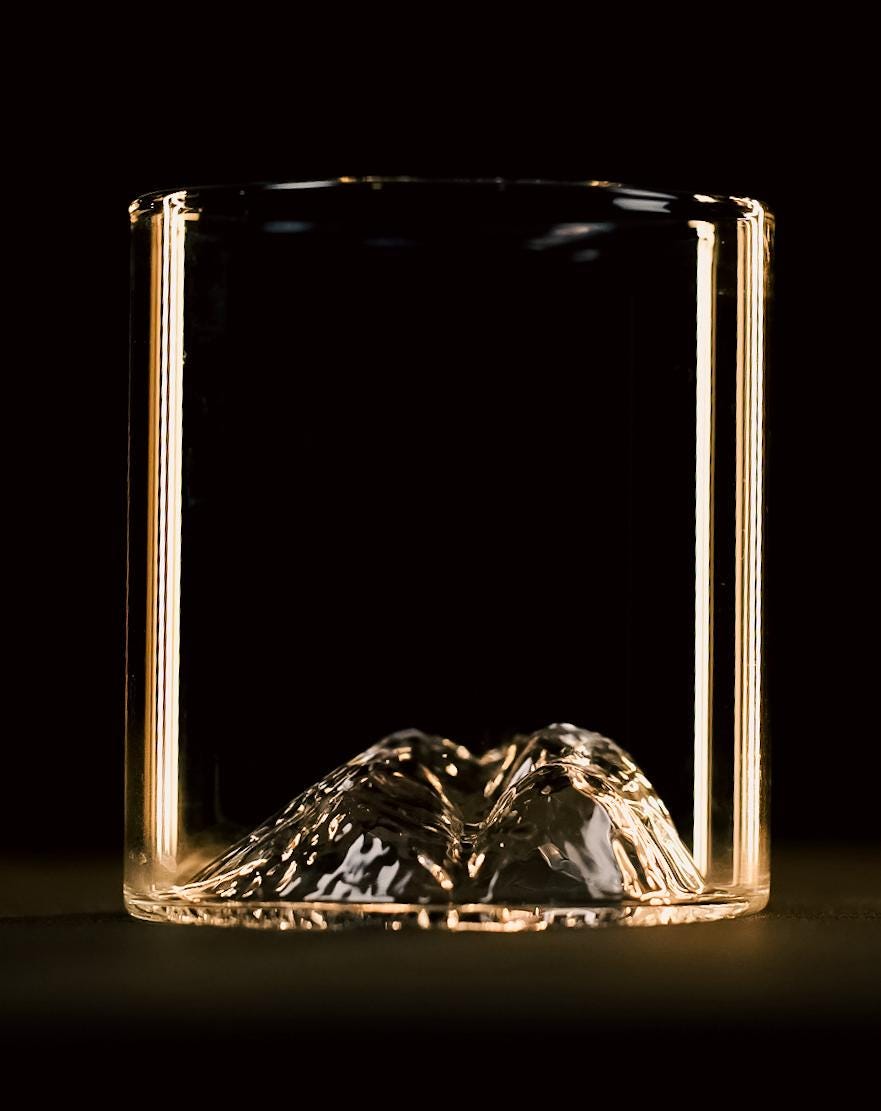 Scafell Pike Glass Tumbler and Coaster Set Lake District Mountain Gift