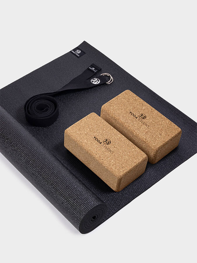 Starter Cork Yoga Set with Mat Blocks and Strap