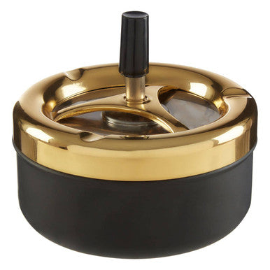 Large Gold and Matte Black Spinning Ashtray