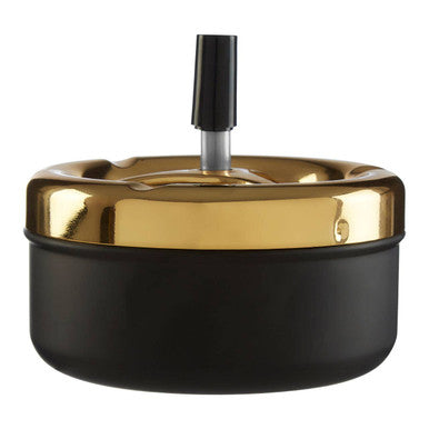 Large Gold and Matte Black Spinning Ashtray