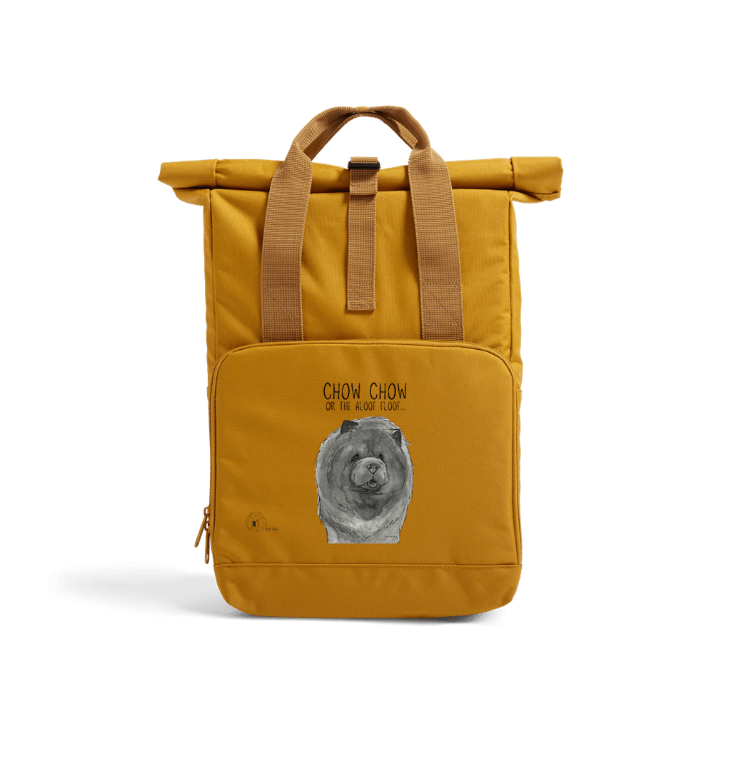 Blue Chow Chow Aloof Floof Roll Top Backpack