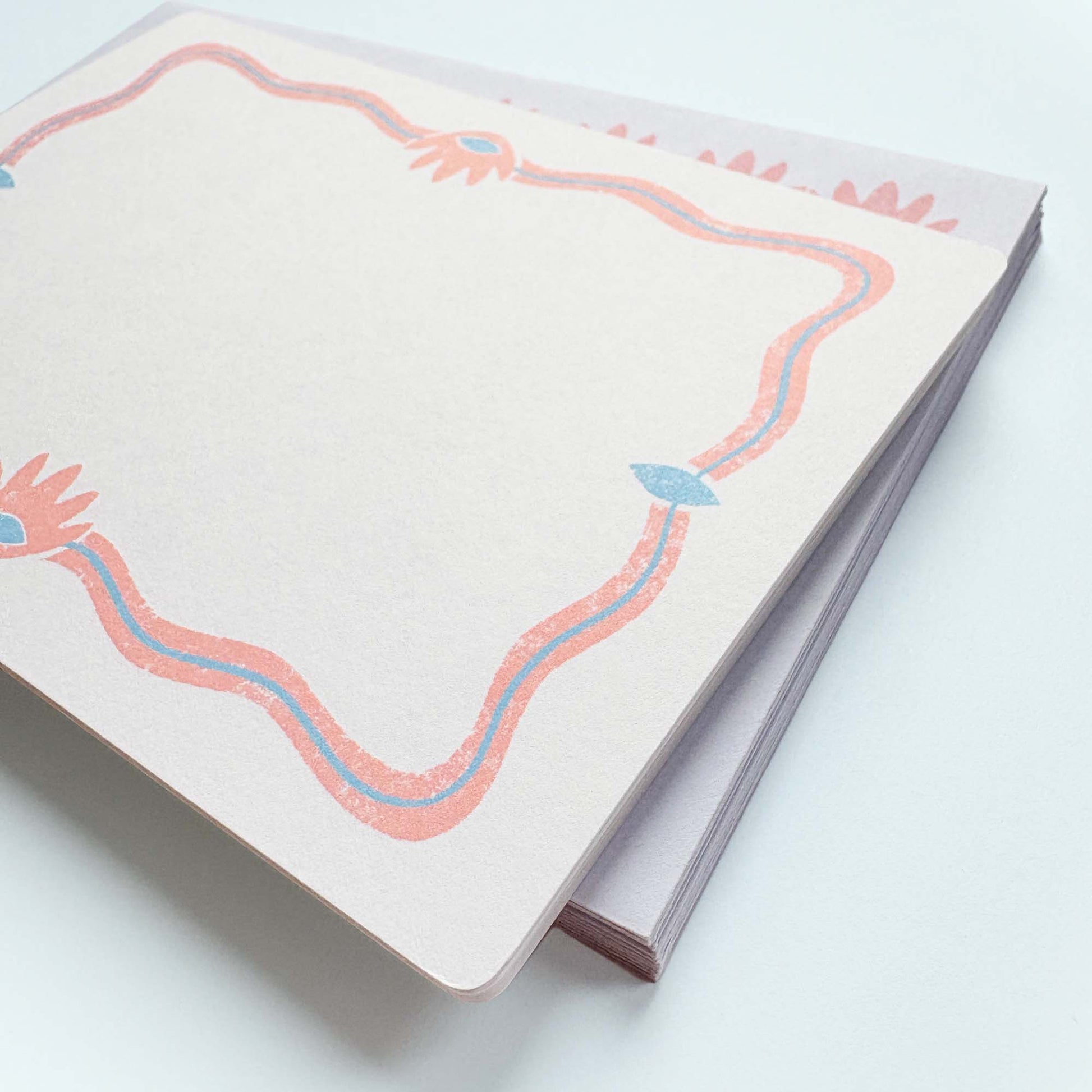 Set of 12 Notecards and Envelopes in Pink and Blue