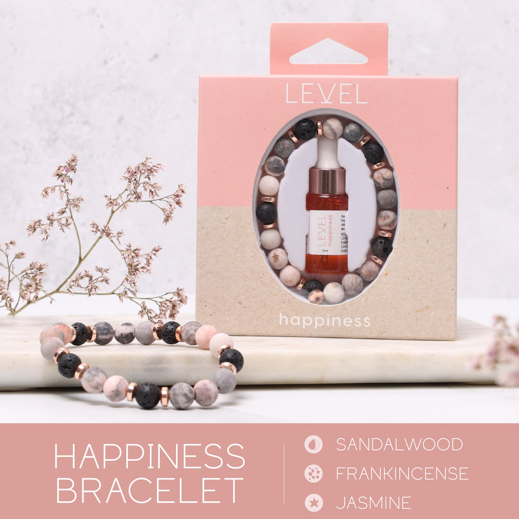 Aromatherapy Bracelet Set with Lava Beads for Happiness, Balance and Calm