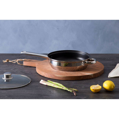24cm Stainless Steel Non Stick Frypan with Glass Lid