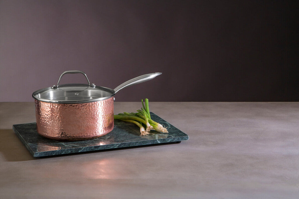 Copper Finish Large 20cm Hammered Saucepan with Lid