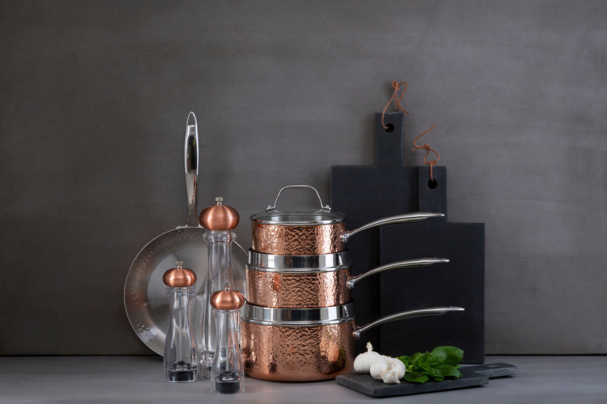 Copper Finish Large 20cm Hammered Saucepan with Lid