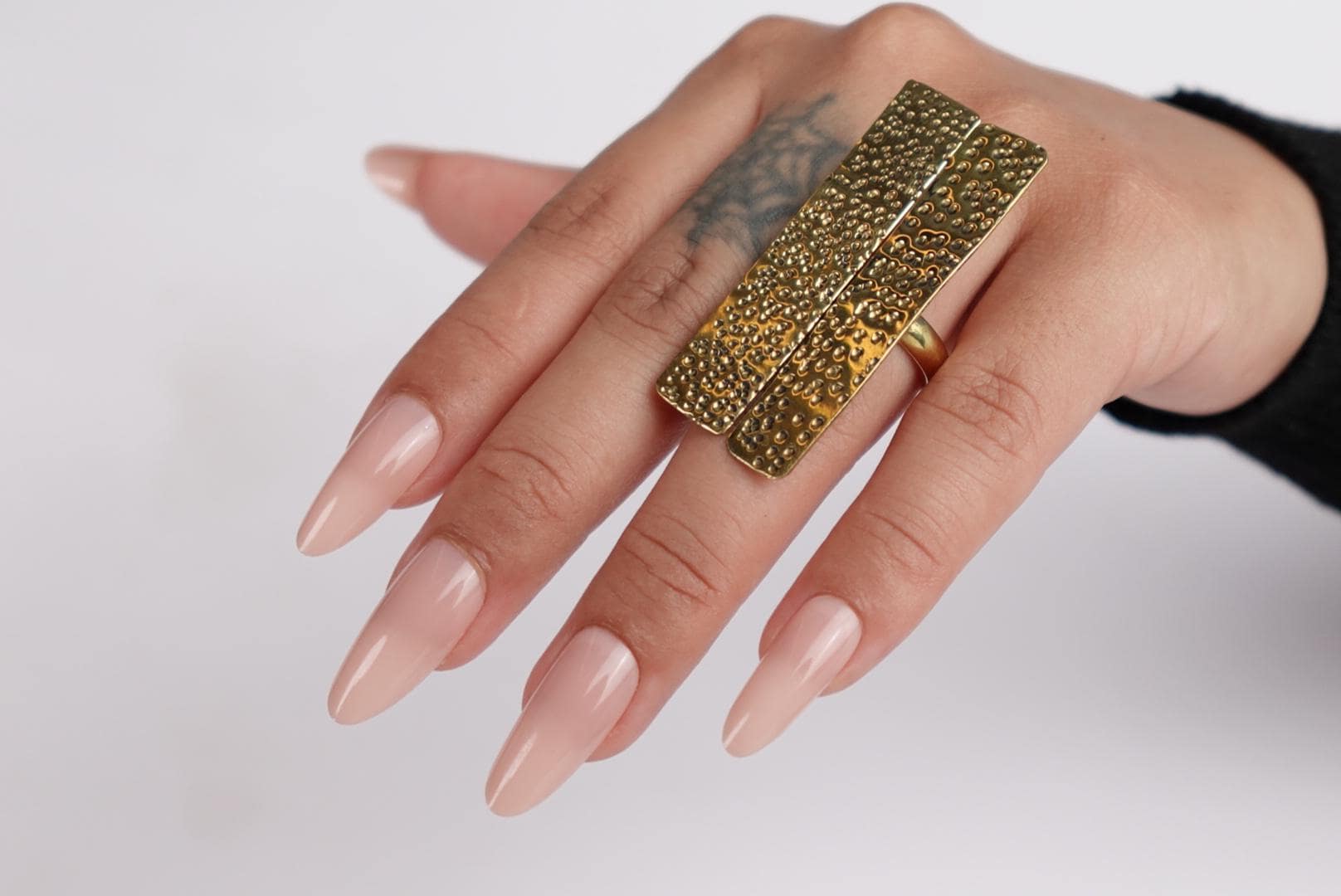 Wide Hammered Brass Ring Bold Boho Accessory