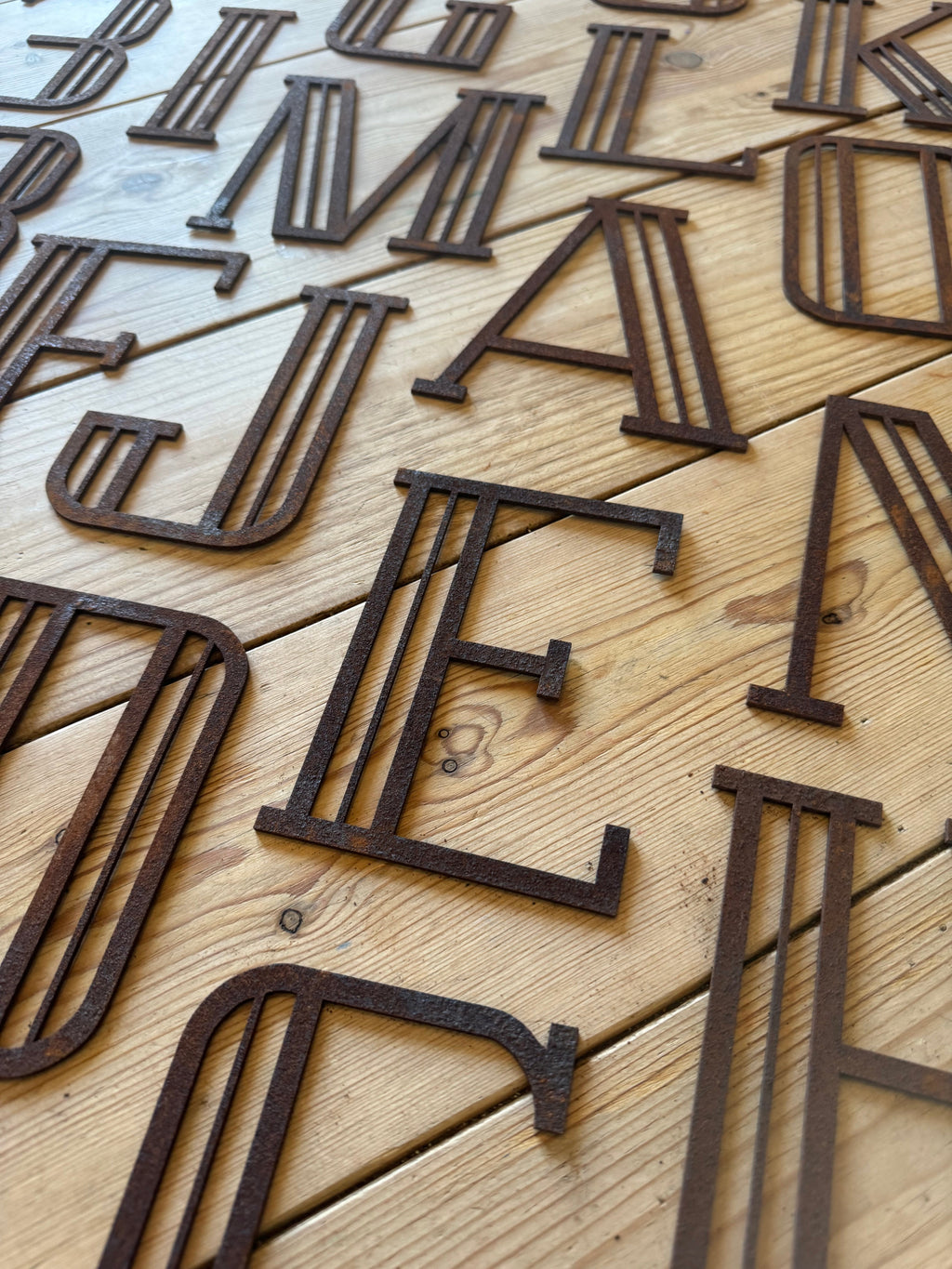 Rusty Metal Art Deco Lettering A-Z 0-9 in 5 inch or 12 inch