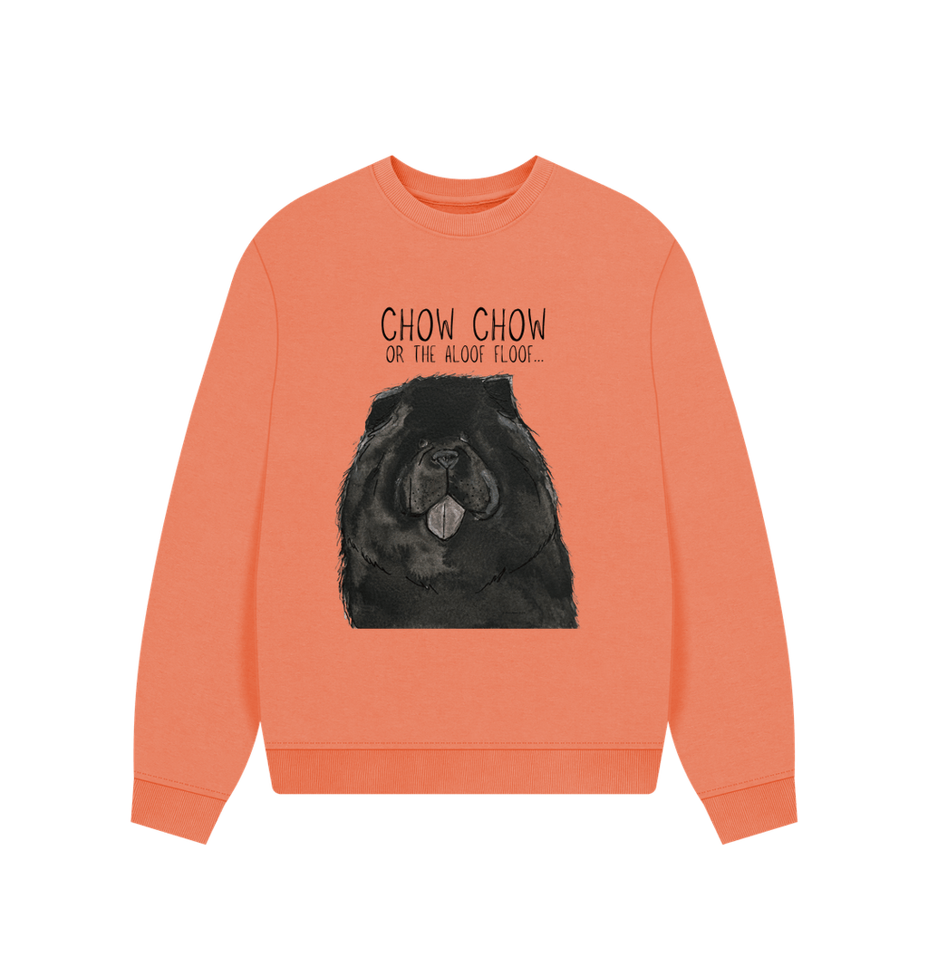 Black Chow Chow Women's Oversized Sweatshirt with Aloof Floof Design