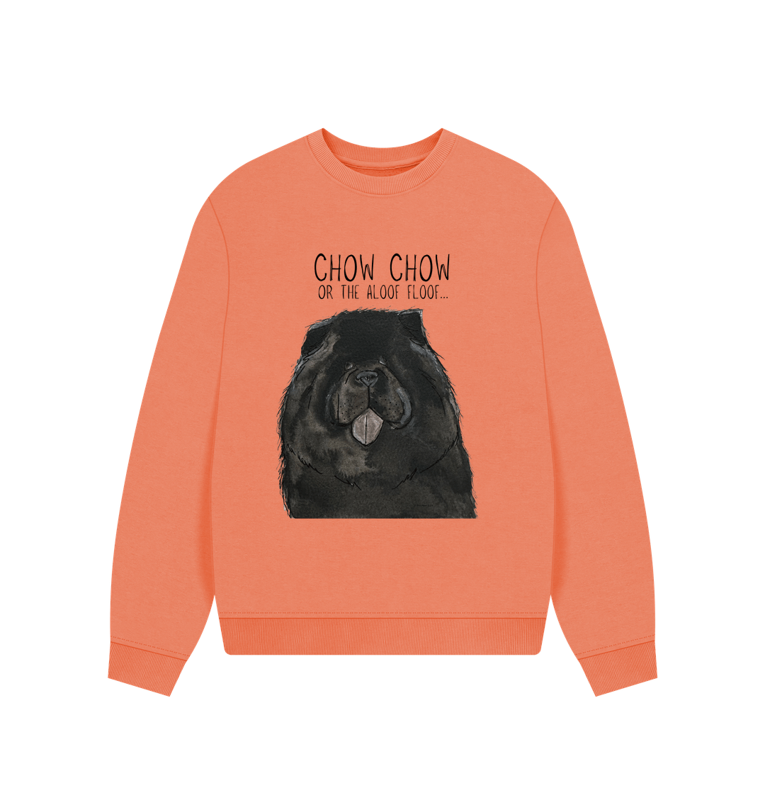 Black Chow Chow Women's Oversized Sweatshirt with Aloof Floof Design